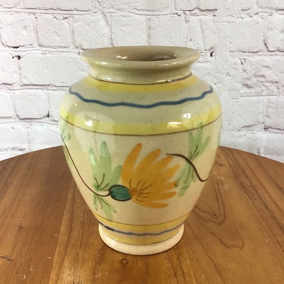 Other - Vintage Hand Painted Floral Ceramic Vase Made in Portugal